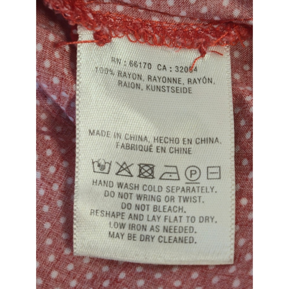 Maeve Anthropologie Red Polka Dot Pintuck Pleated Button Front Blouse Small - Picture 5 of 7